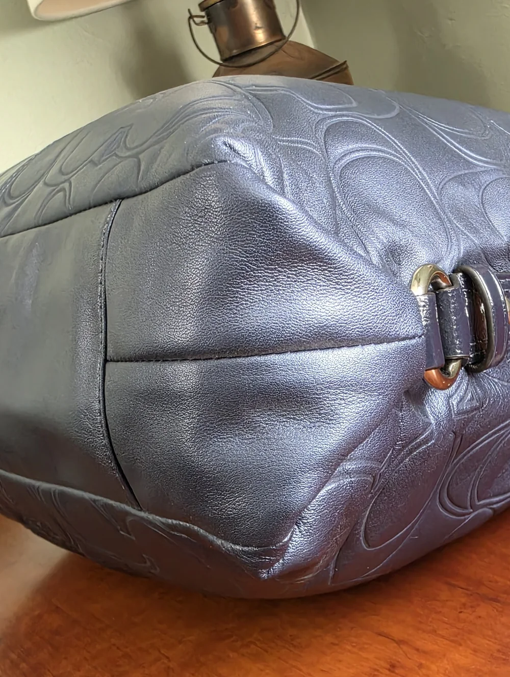 Coach Ashley Carryall F19455 Satchel Blue Signature Embossed Leather Bag NWT Y2K - Picture 10 of 16